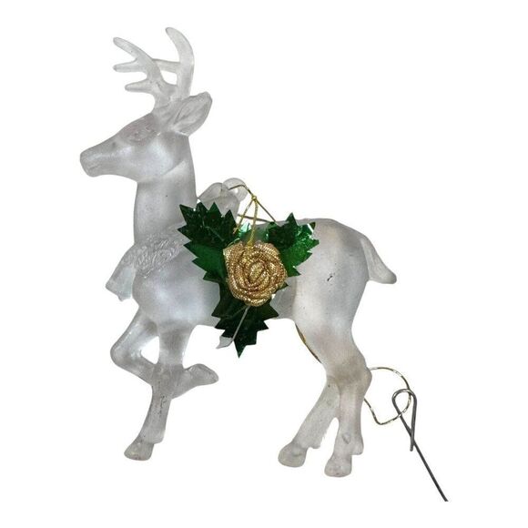 VTG Ganz Set Of 4 Christmas Reindeer Ornaments Gold & Green Accents - 4" Lot - Picture 2 of 5